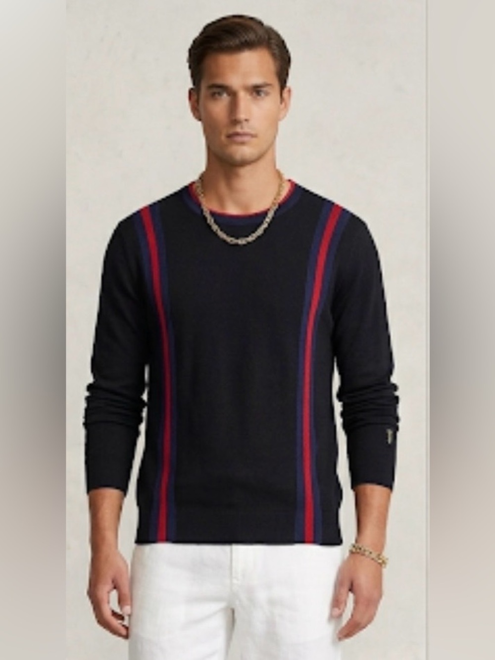 Just Cavalli By Roberto Cavalli Men's Knit Striped Pullover Sweater Navy Sz. XL